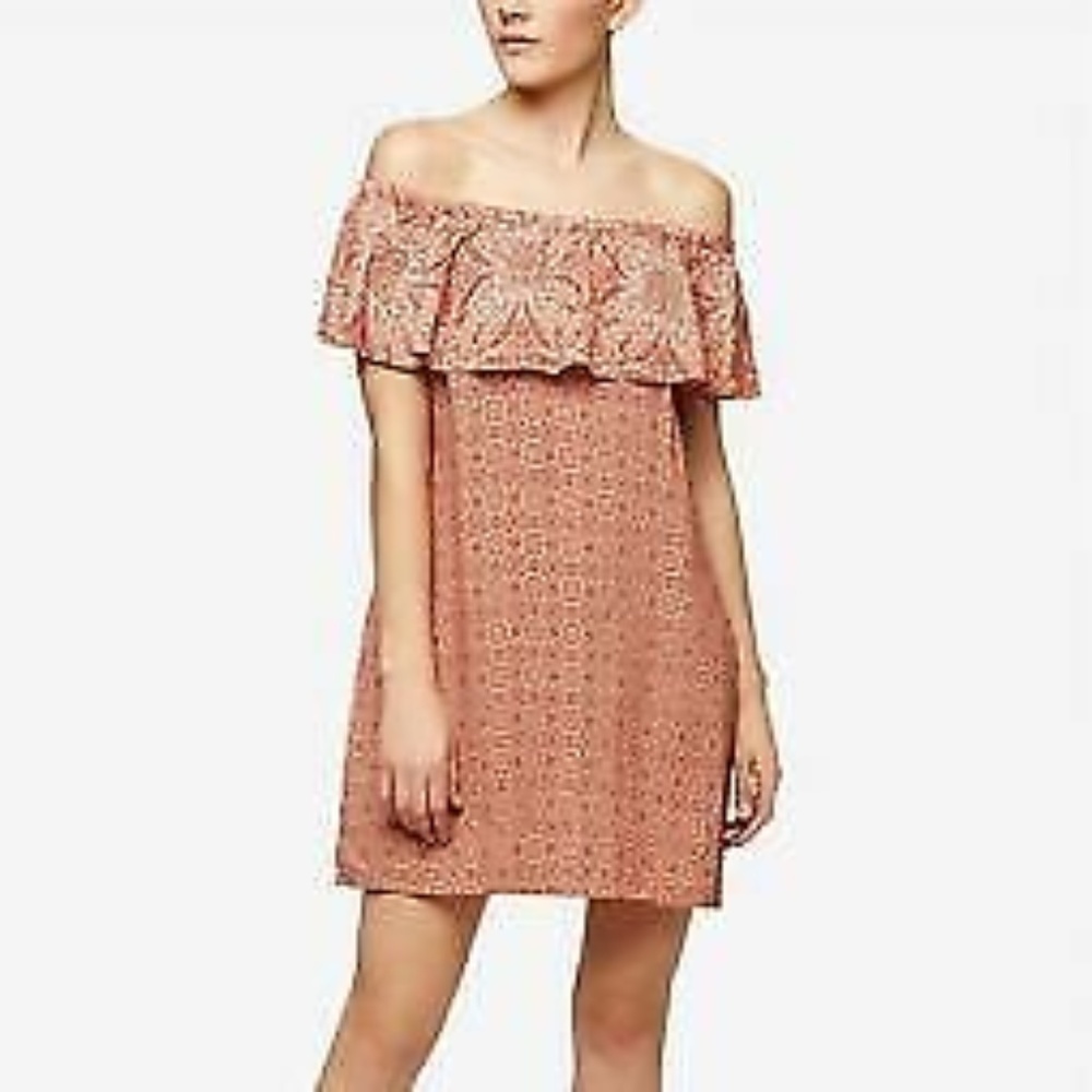 Sanctuary Off the Shoulder Printed Mini Dress M